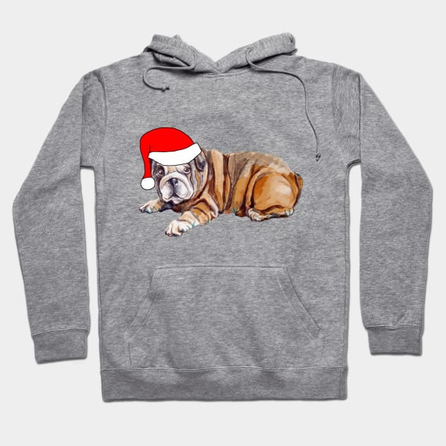 Christmas Bulldog Hoodie by Michelle Le Grand